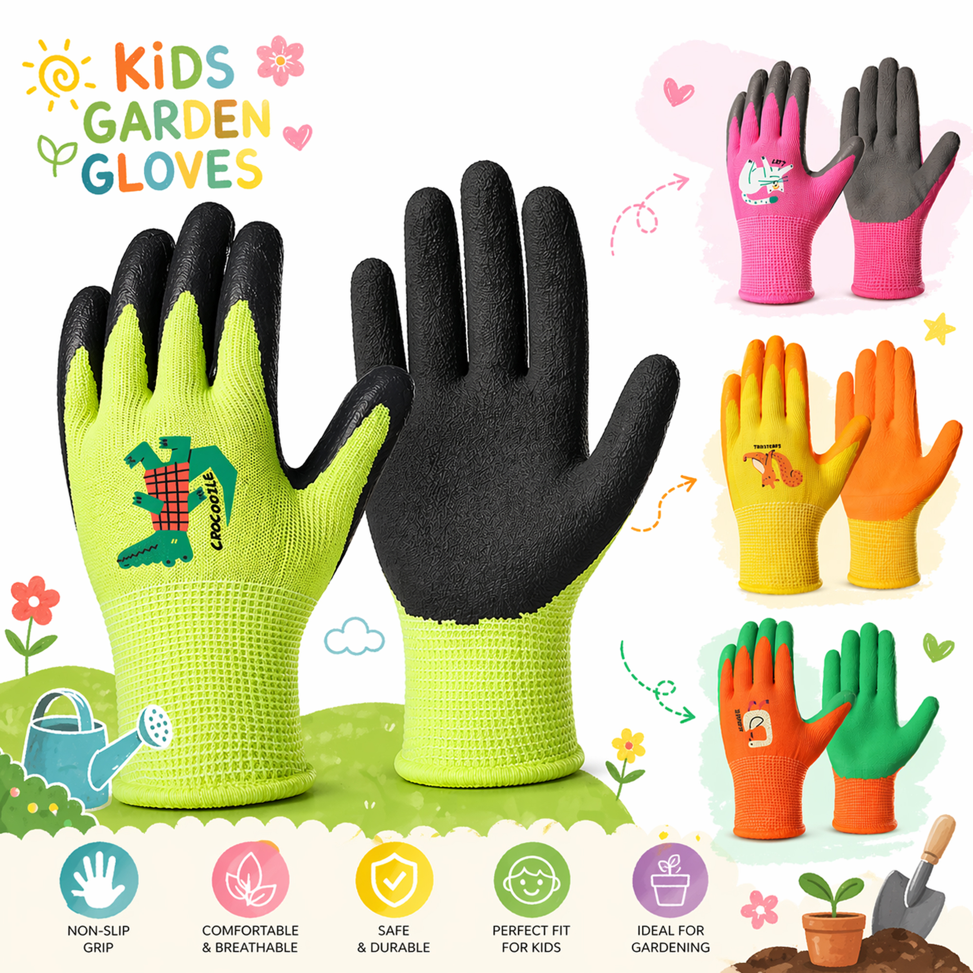 Gardening Tools Toddler - 4 Pairs Kids Gardening Gloves Latex