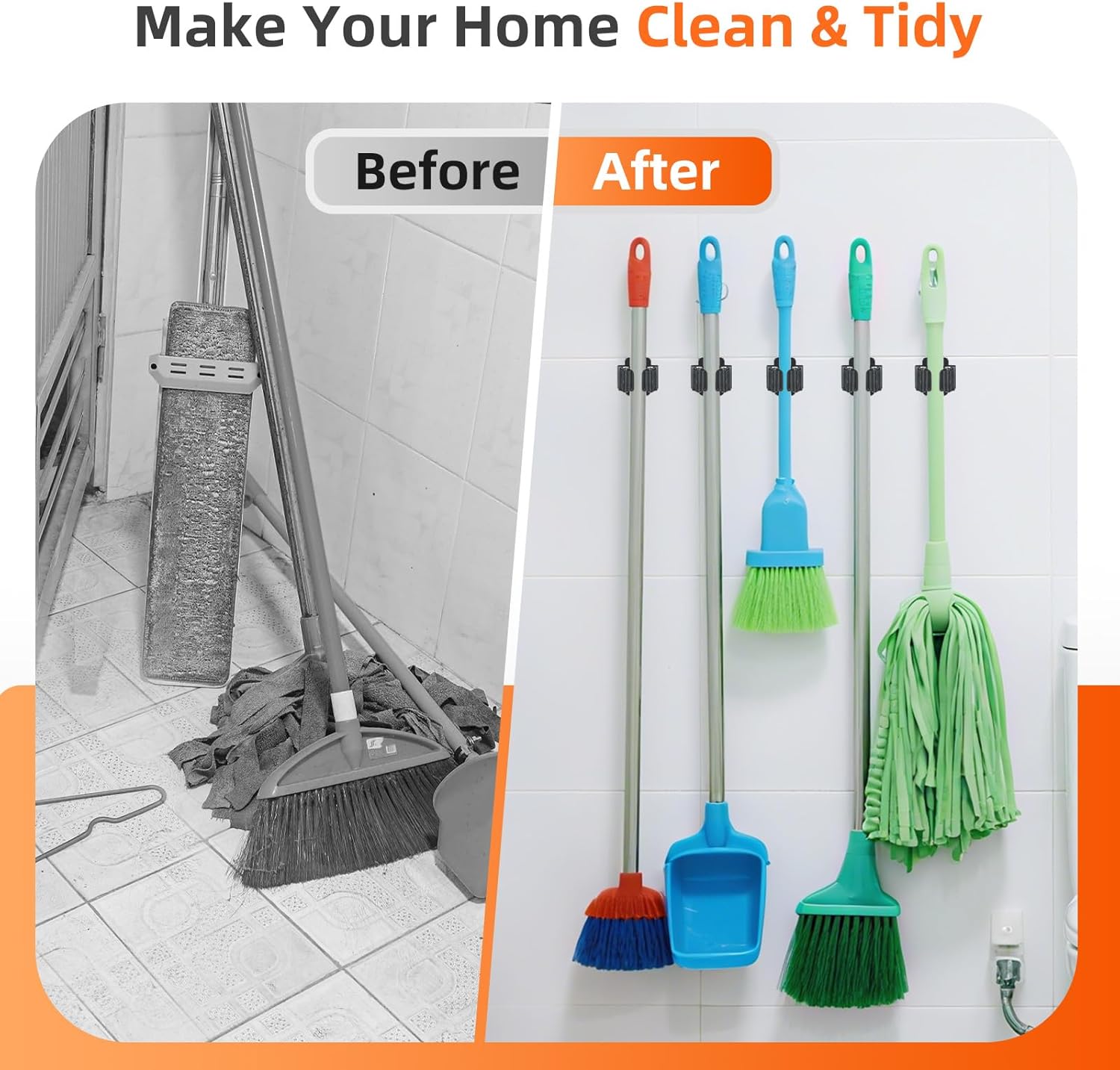 5 PCS Broom Holder Wall Mount, - مراجعة Gardening Tools Rack وسعره