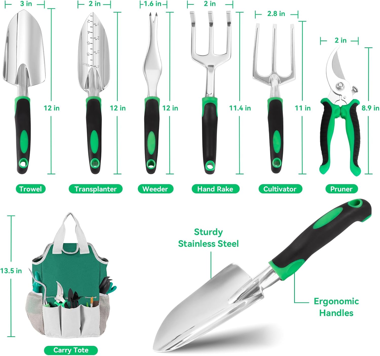 Garden Tool Set, Including 9 S - مراجعة Gardening Tools Labeled وسعره
