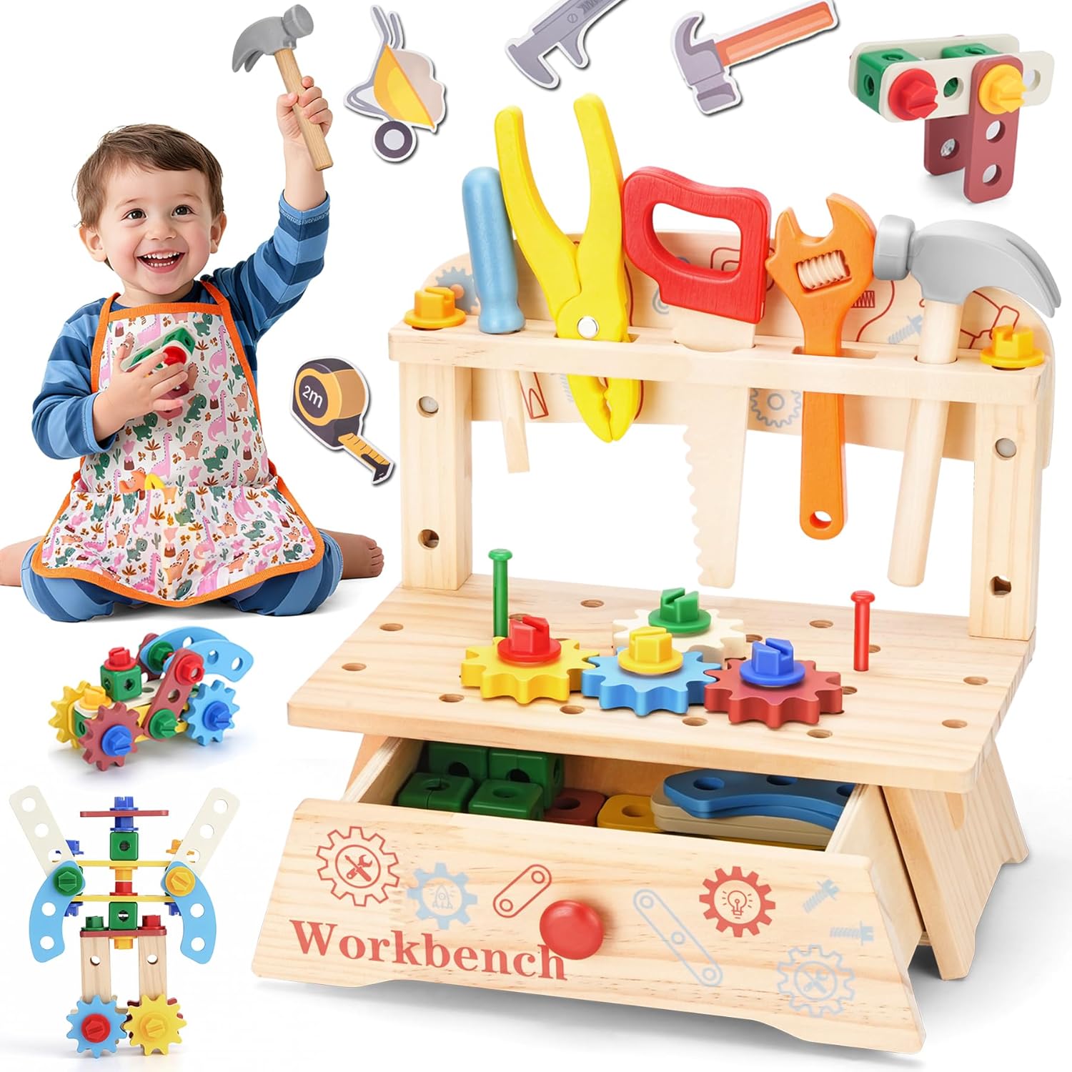 Wooden Tool Bench for Kids,Mon - مراجعة Gardening Tools Toddler وسعره